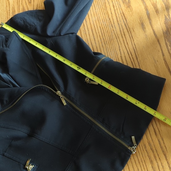 Kenar Black and Gold Embellished Asymmetrical Moto Jacket Size Women's 6 - Picture 8 of 8